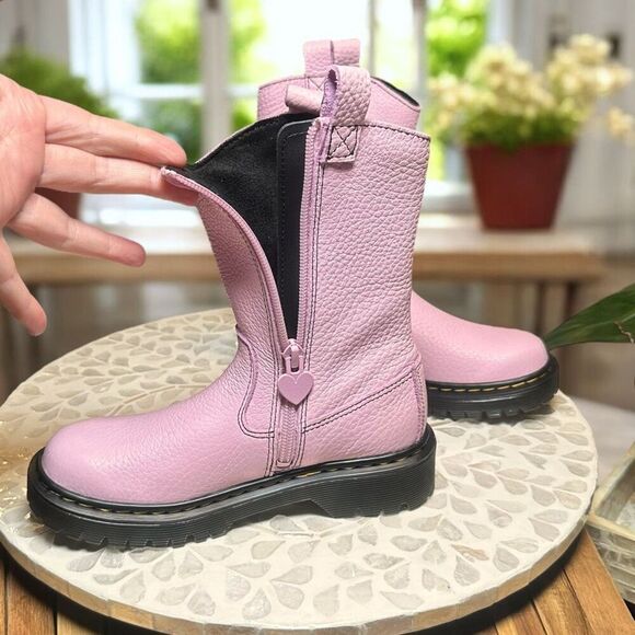 Dr. Martens BEX Heart Nappa Patent Leather Pull-On Boots Girls Size 1 New - Picture 9 of 13